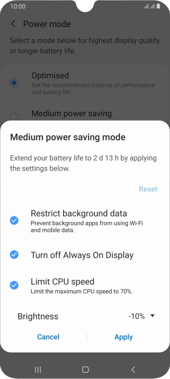 Press Apply to turn on the function.