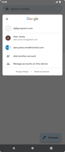 Press the required account.