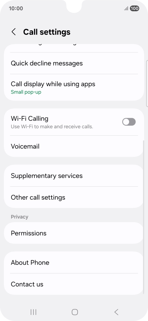 Press Supplementary services.