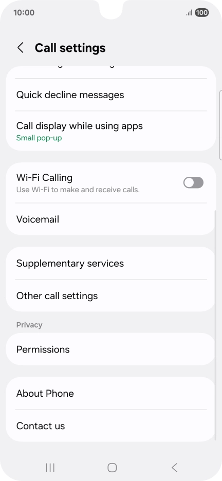 Press Supplementary services.