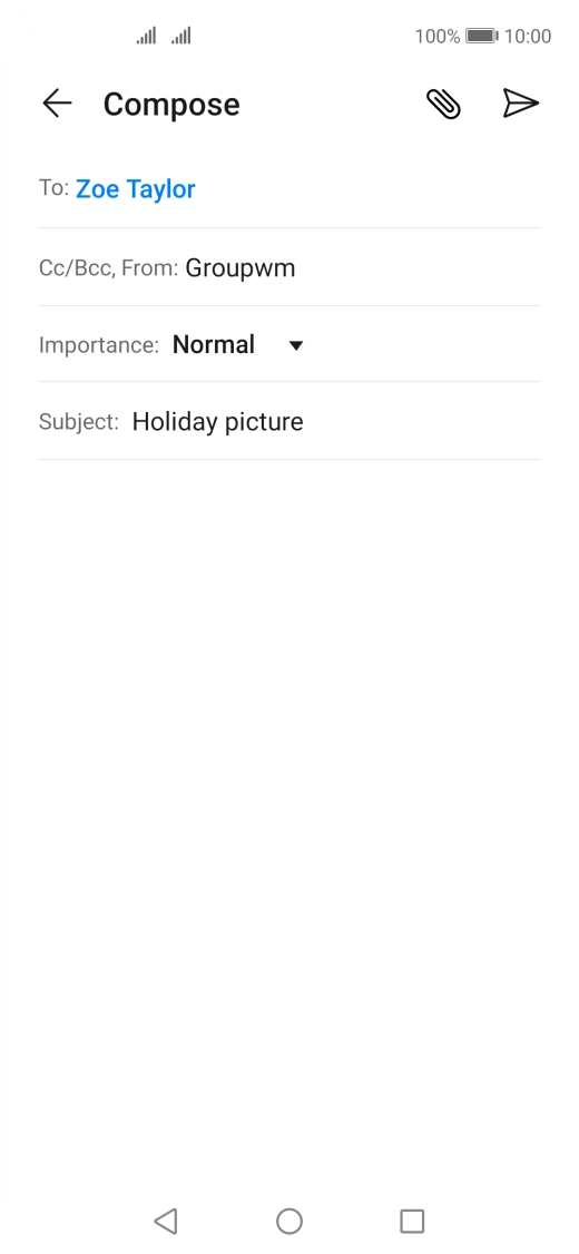 Press the text input field and write the text for your email.