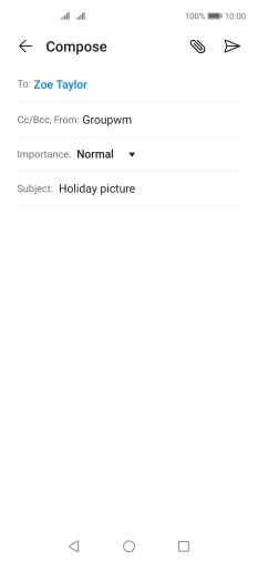 Press the text input field and write the text for your email.
