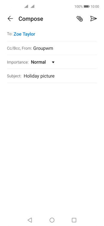 Press the text input field and write the text for your email.