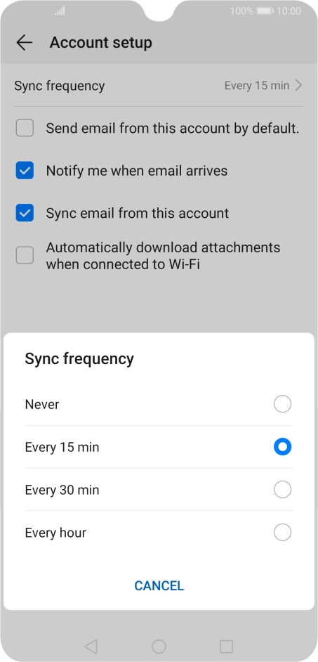 Press the required setting.