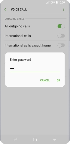 Key in your barring password and press OK.