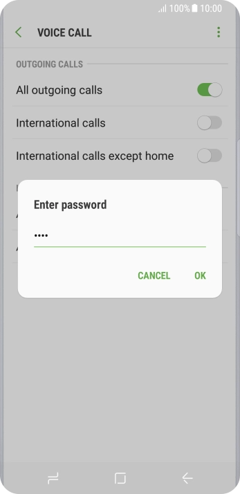 Key in your barring password and press OK.