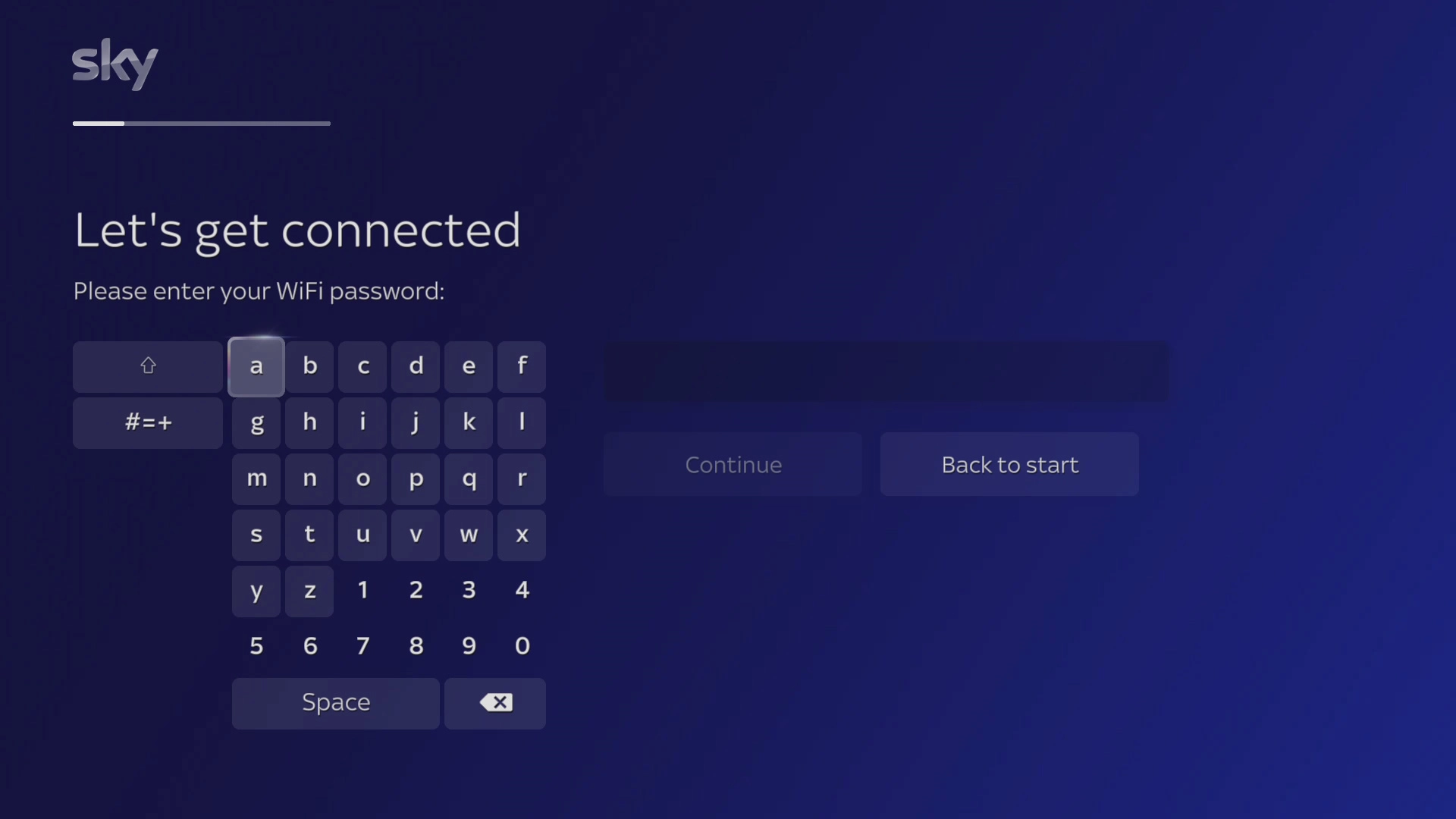 Key in the password for the Wi-Fi network.