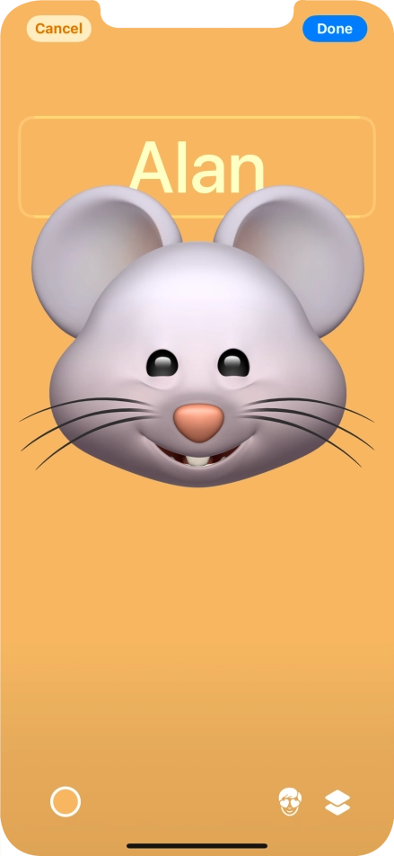 Press the name field and follow the instructions on the screen to select the required font and colour for your name on the Contact Poster.