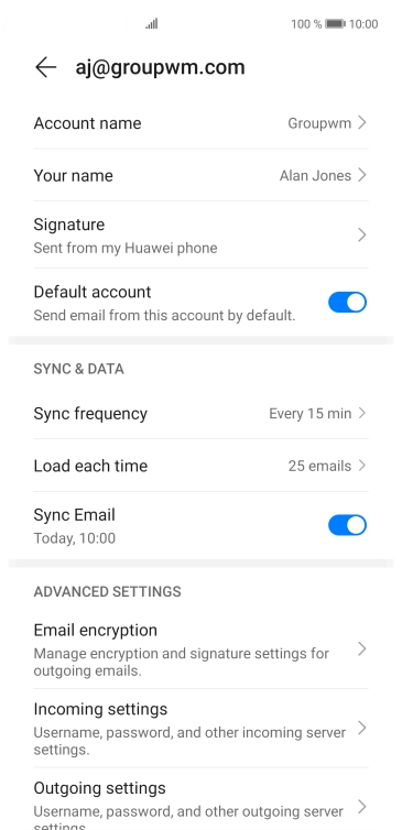 Press Account name and key in the required name.