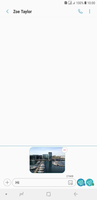 Press the send icon when you've finished your MMS.