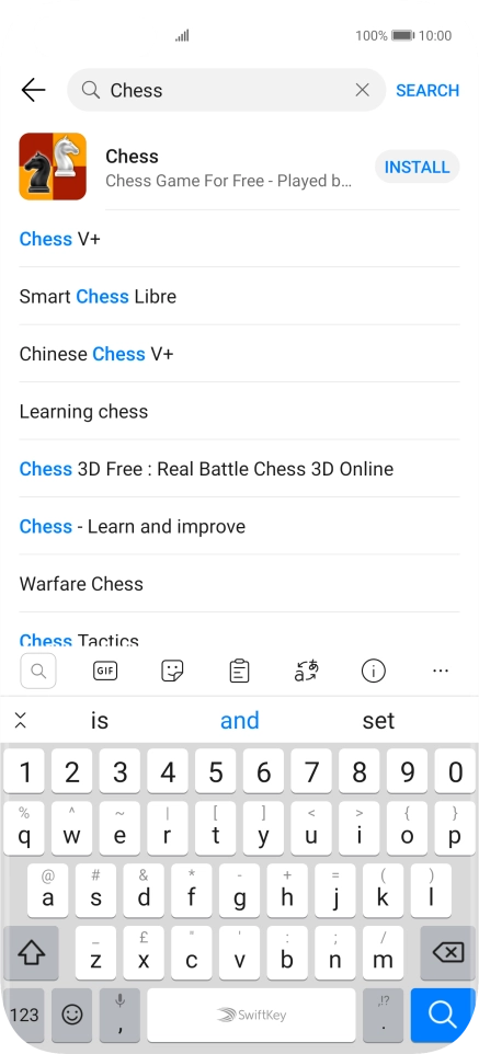 Key in the name or subject of the required app and press the search icon.