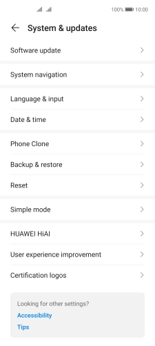 Press Software update. If a new software version is available, it's displayed. Follow the instructions on the screen to update the phone software.