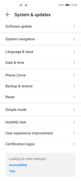 Press Software update. If a new software version is available, it's displayed. Follow the instructions on the screen to update the phone software.