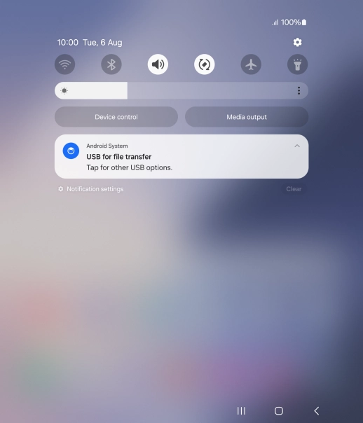 Press Tap for other USB options..