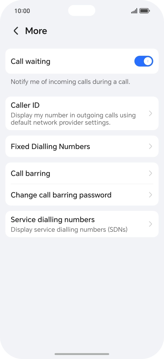 Press Fixed Dialling Numbers.