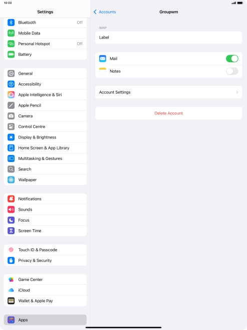 Press Account Settings.