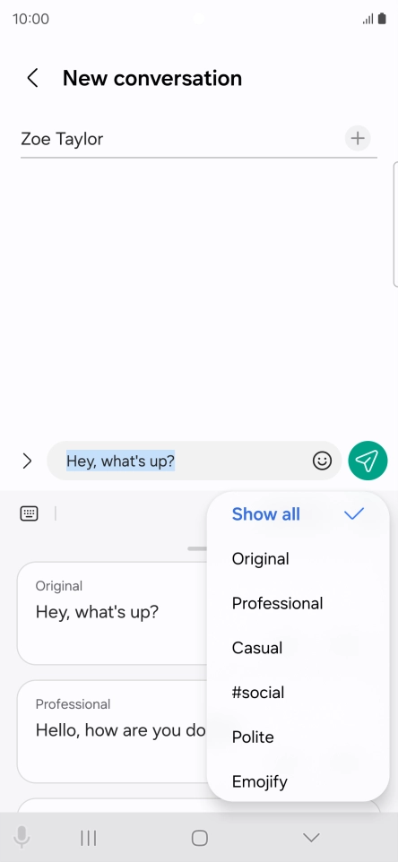 Press the required style of writing.