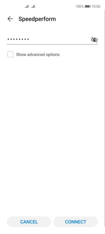 Key in the password for the Wi-Fi network and press CONNECT.