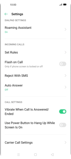 Press Carrier Call Settings.