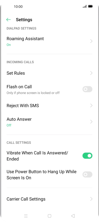 Press Carrier Call Settings.