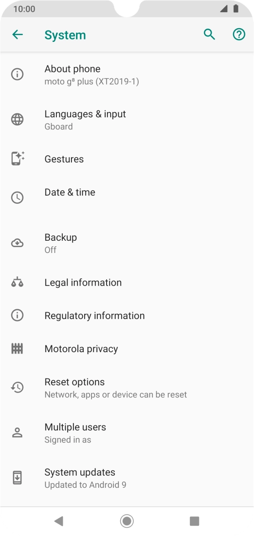 Press Reset options.