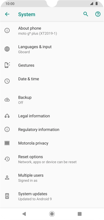 Press System updates. If a new software version is available, it's displayed. Follow the instructions on the screen to update the phone software.