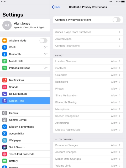 Press the indicator next to 
