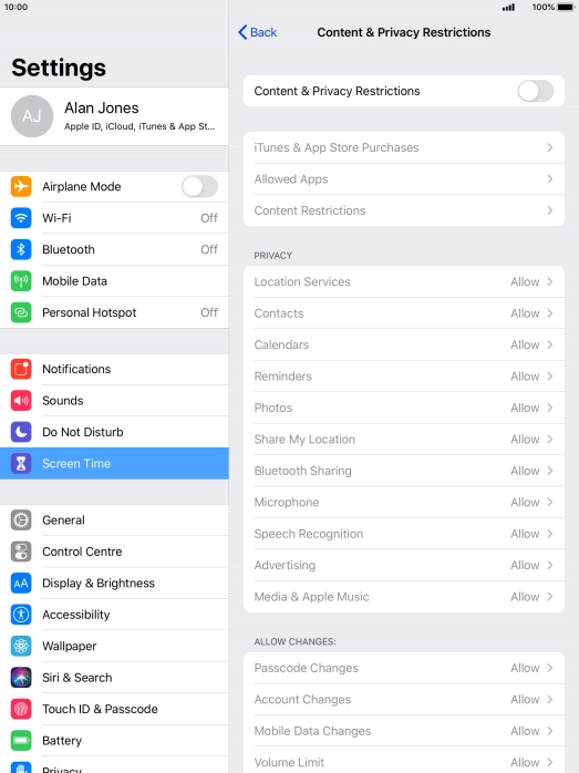 Press the indicator next to 