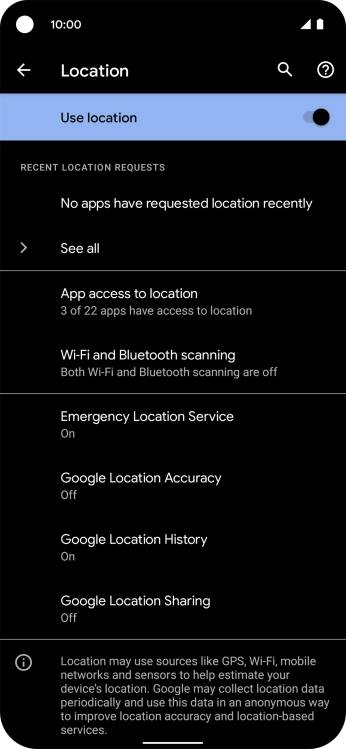 Press Google Location Accuracy.
