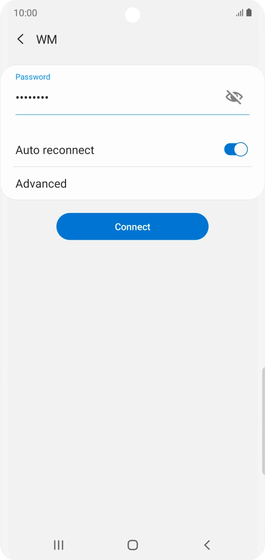 Key in the password for the Wi-Fi network and press Connect.