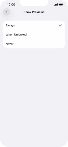 To select notification preview on the lock screen, press Always.