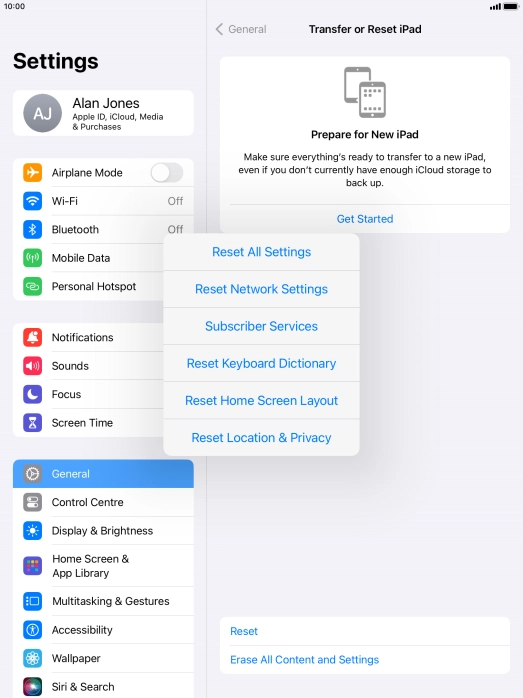 Press Reset All Settings.