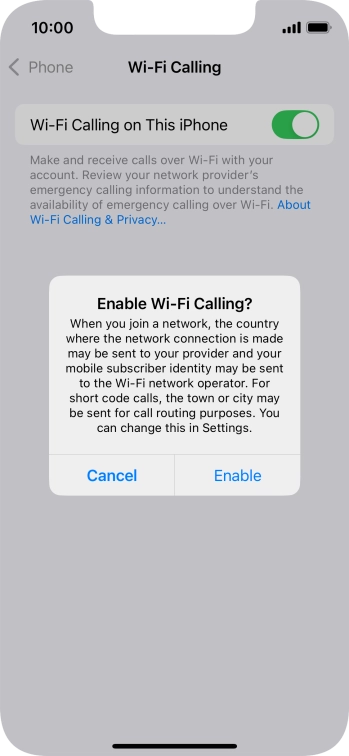 If you turn on the function, press Enable.
