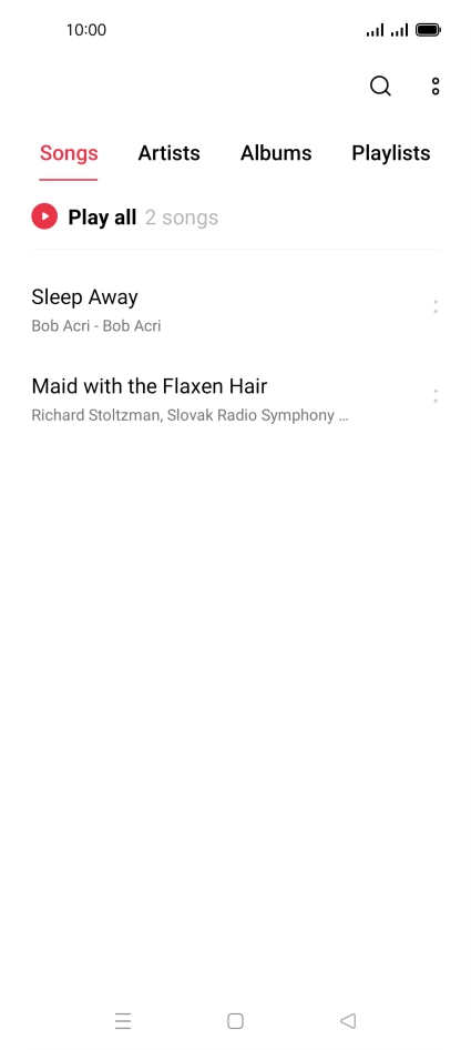 Press the required category and go to the required audio file.