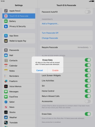 If you turn on the function, press Enable.