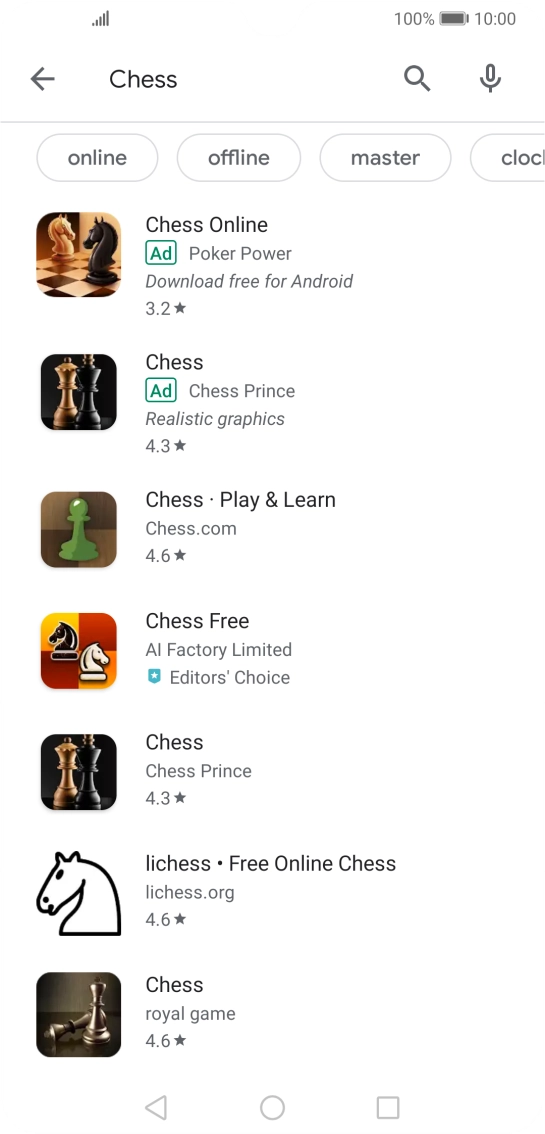 Press the required app.