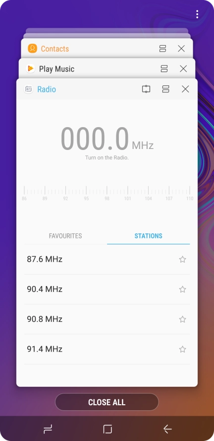 To end one running application, slide your finger right on the required application.