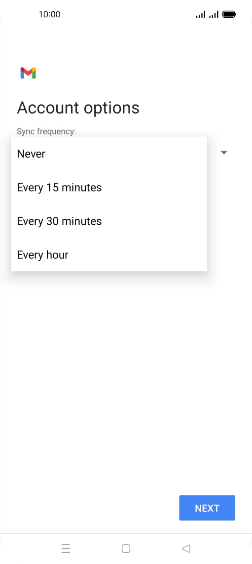 Press the required setting.