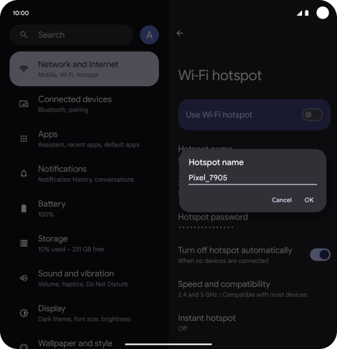 Key in the required Wi-Fi hotspot name and press OK.