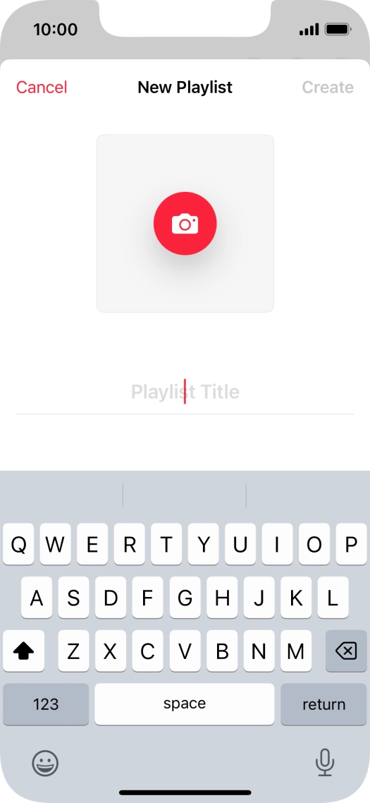 Press the text input field and key in a name for the playlist.