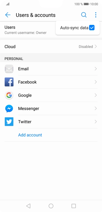 Press Auto-sync data to turn the function on or off.