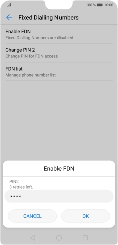 Key in your PIN2 and press OK. The default PIN2 is 0000.