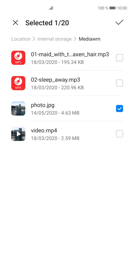 Press the confirm icon.