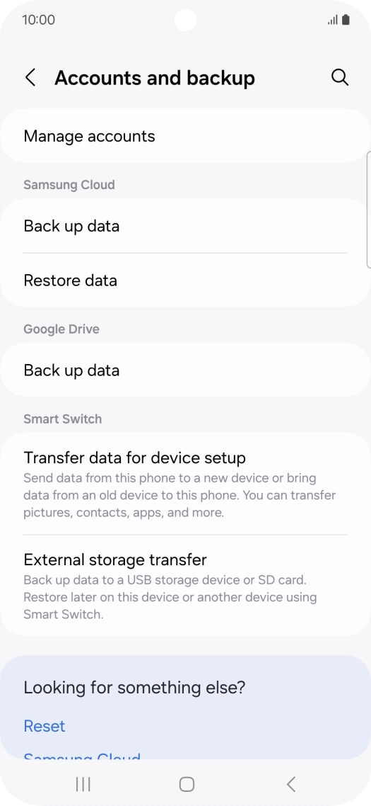 Press Manage accounts.
