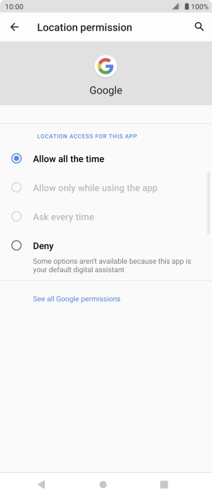 Press the required setting.