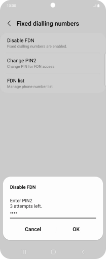 Key in your PIN2 and press OK. The default PIN2 is 0000.