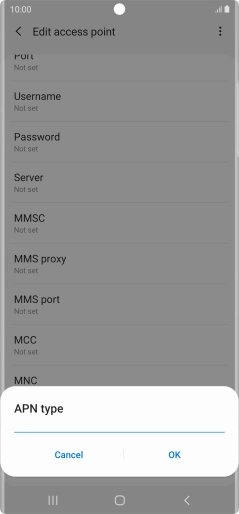 Key in default and press OK.