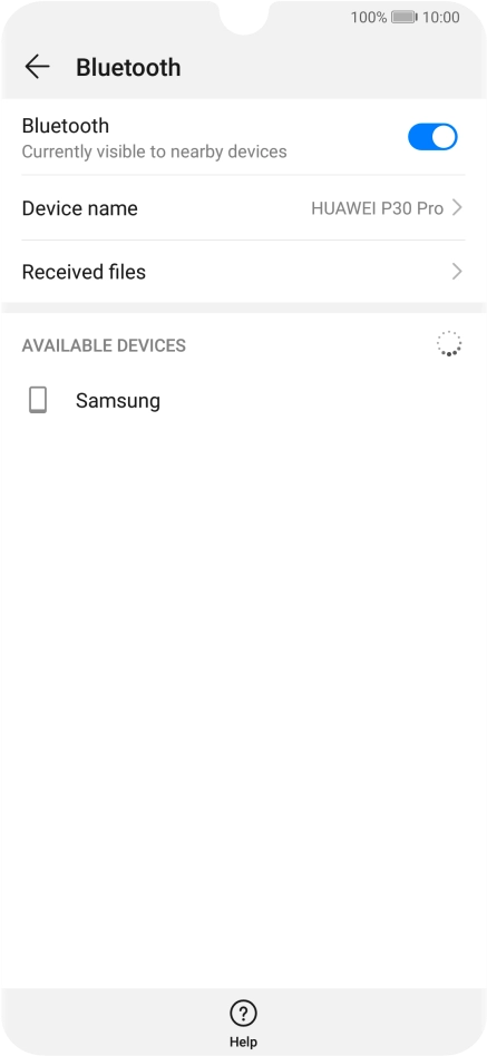 Press the required Bluetooth device and follow the instructions on the screen to pair the device with your phone.