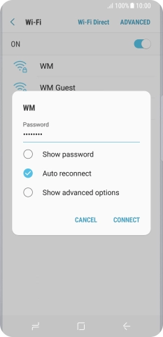 Key in the password for the Wi-Fi network and press CONNECT.