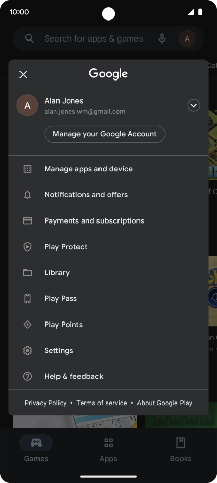 Press Manage apps and device.